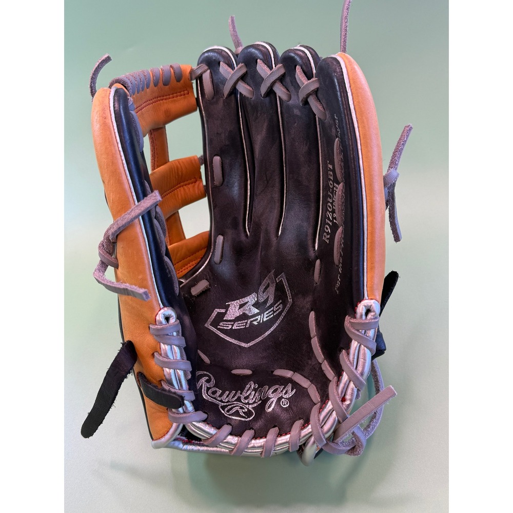Rawlings R9 Series 12 Inch Baseball Glove Black Tan R9120U-6BT Pro Design Left